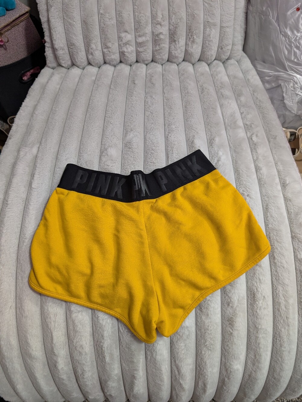 PINK Yellow Shorts with Black Waistband - Picture 2 of 2